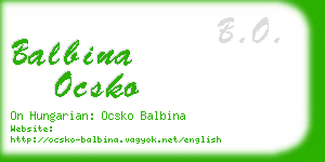 balbina ocsko business card